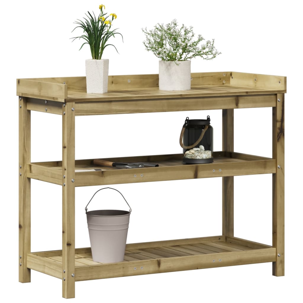 Oppottafel Met Schappen Geïmpregneerd Hout