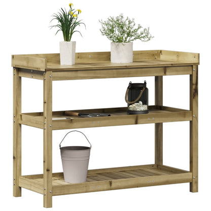 Oppottafel Met Schappen Geïmpregneerd Hout