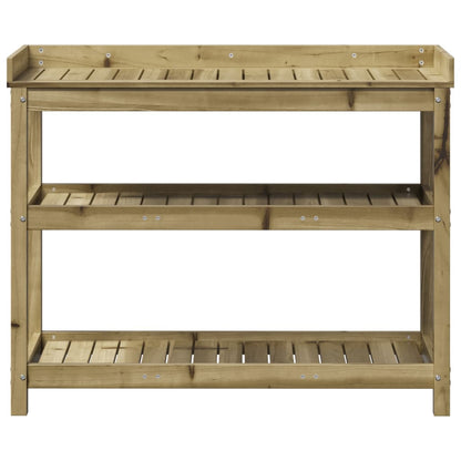 Oppottafel Met Schappen Geïmpregneerd Hout