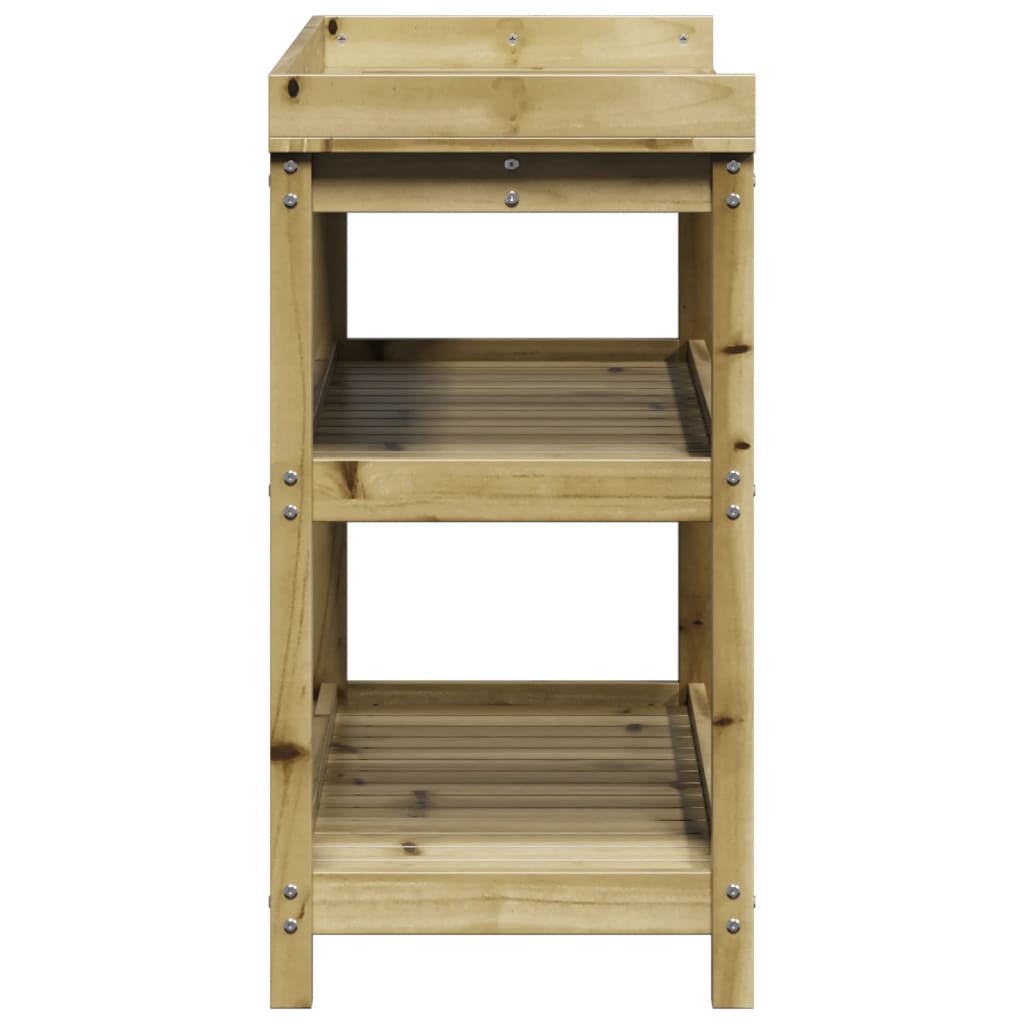 Oppottafel Met Schappen Geïmpregneerd Hout
