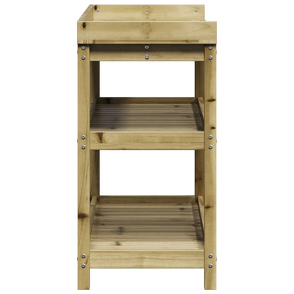 Oppottafel Met Schappen Geïmpregneerd Hout