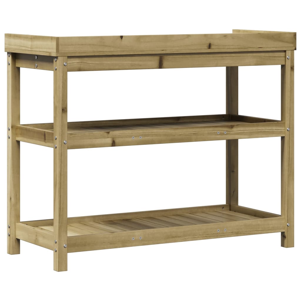 Oppottafel Met Schappen Geïmpregneerd Hout