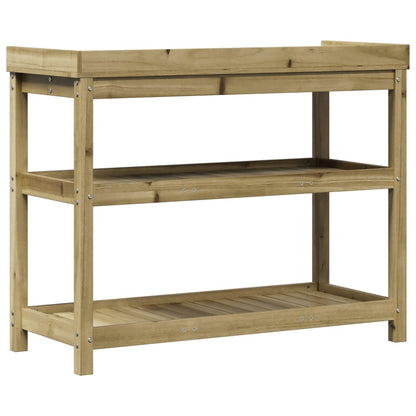 Oppottafel Met Schappen Geïmpregneerd Hout
