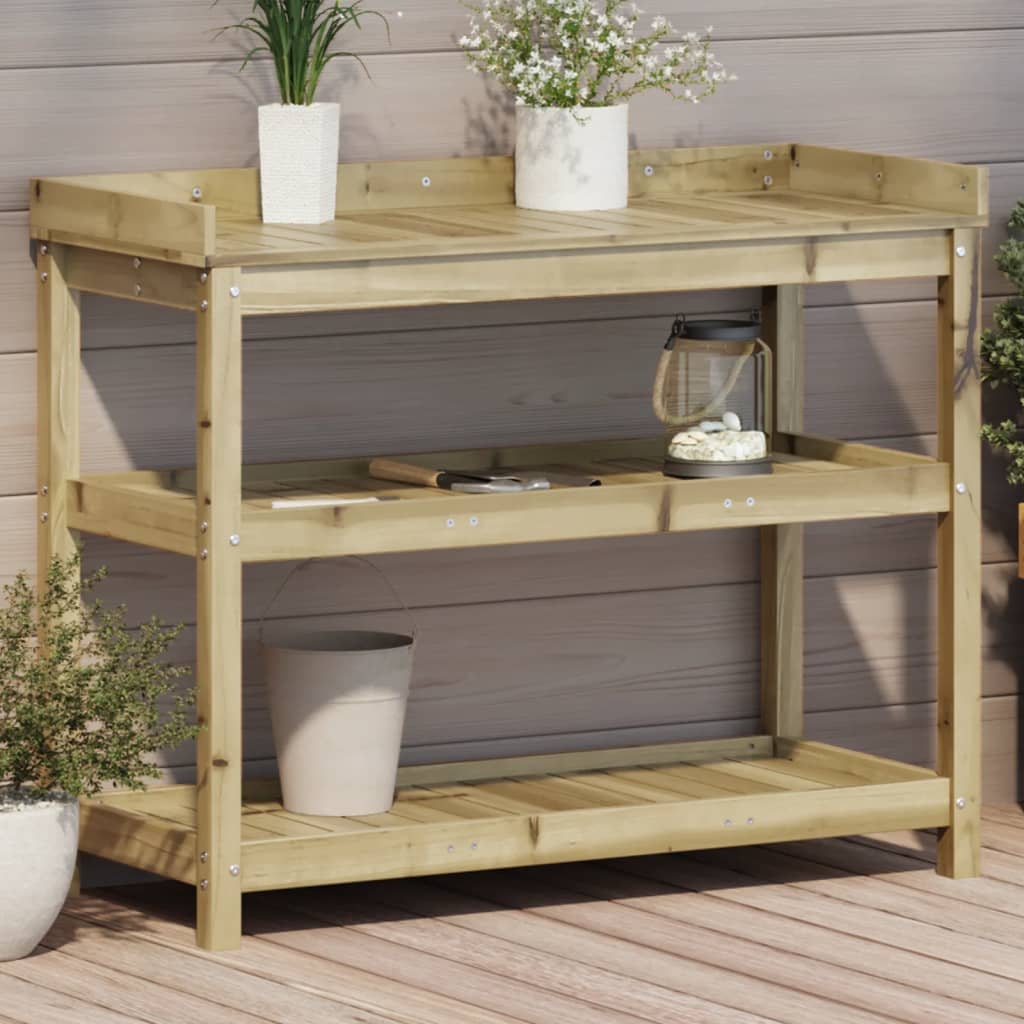 Oppottafel Met Schappen Geïmpregneerd Hout