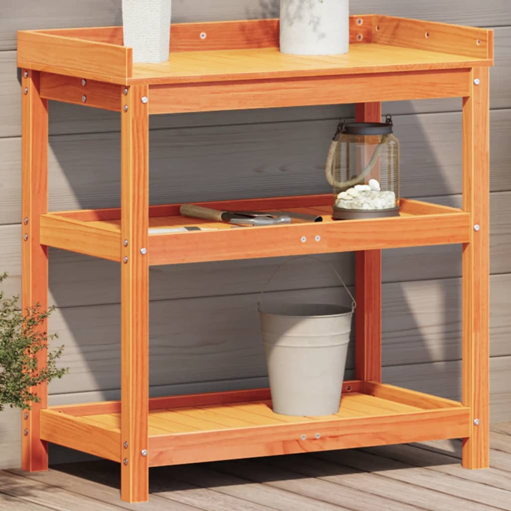 Oppottafel Met Schappen Geïmpregneerd Hout
