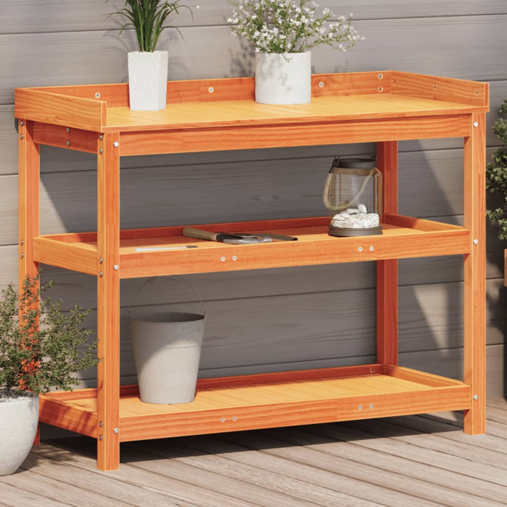 Oppottafel Met Schappen Geïmpregneerd Hout