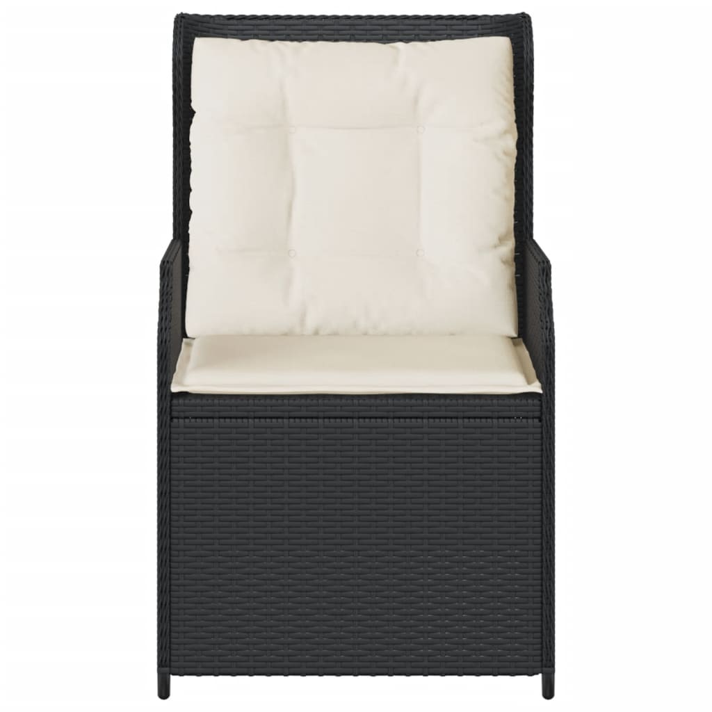Tuinstoelen Verstelbaar Met Kussens Poly Rattan Zwart