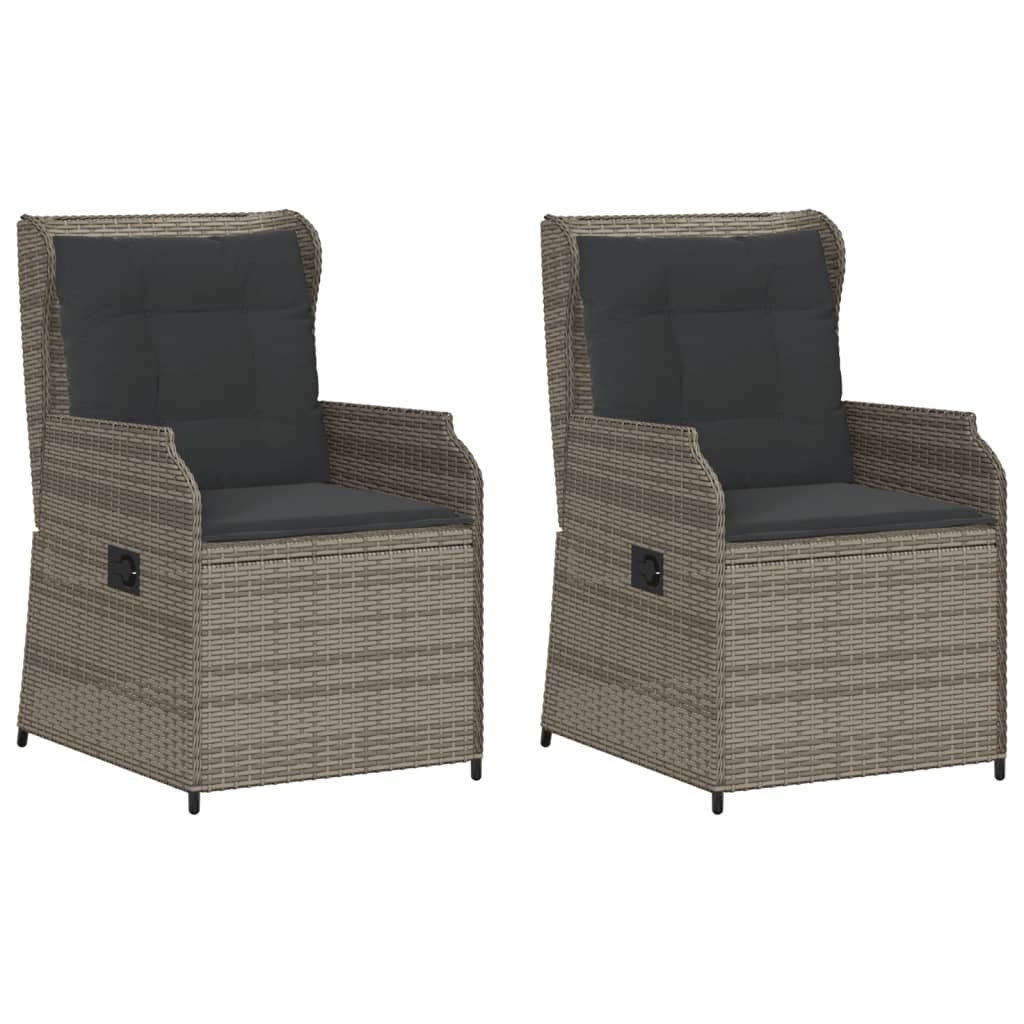 Tuinstoelen Verstelbaar Met Kussens Poly Rattan Grijs