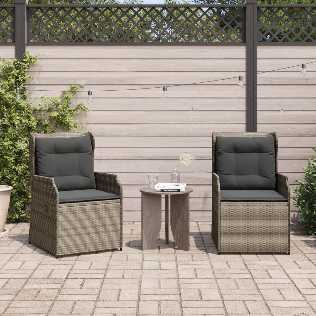 Tuinstoelen Verstelbaar Met Kussens Poly Rattan Grijs