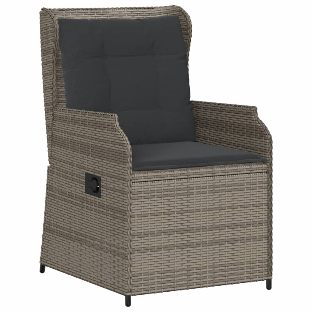 Tuinstoelen Verstelbaar Met Kussens Poly Rattan Grijs