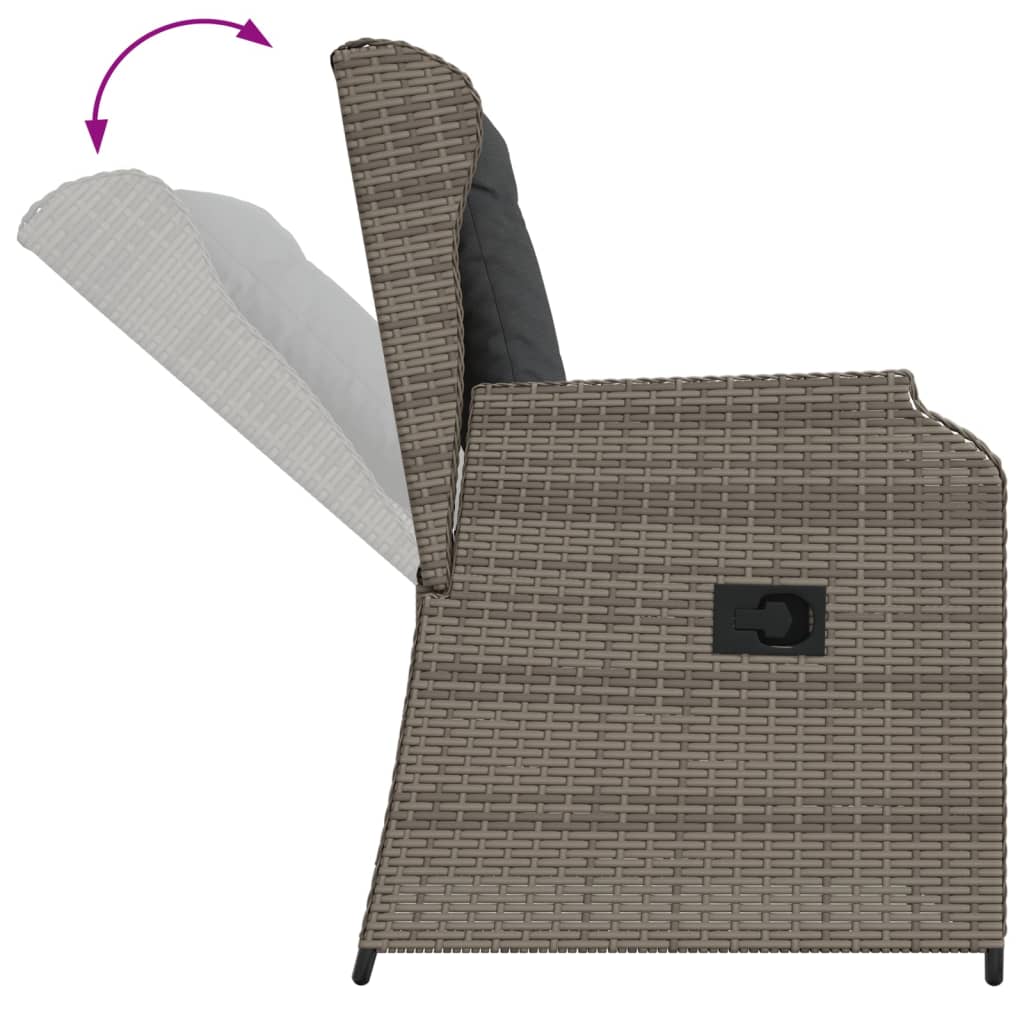 Tuinstoelen Verstelbaar Met Kussens Poly Rattan Grijs