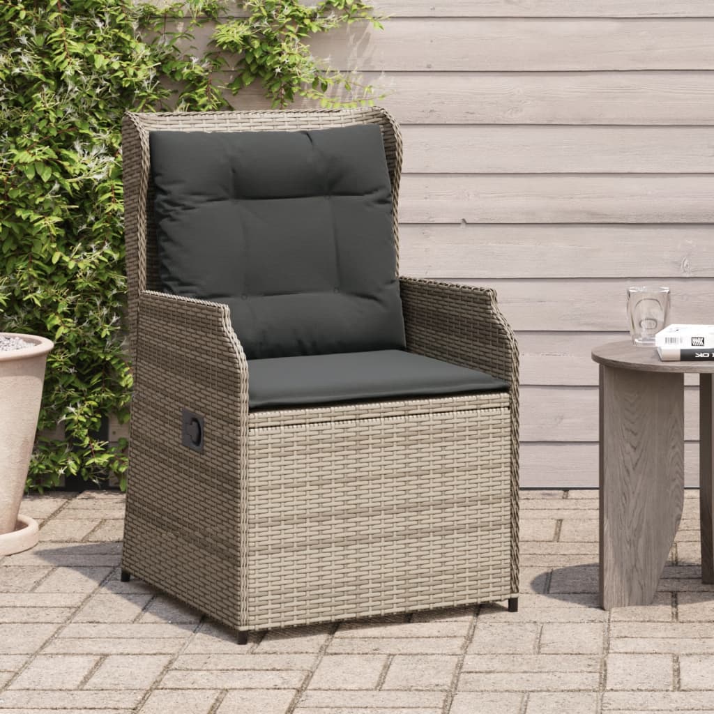 Tuinstoelen Verstelbaar Met Kussens Poly Rattan Grijs