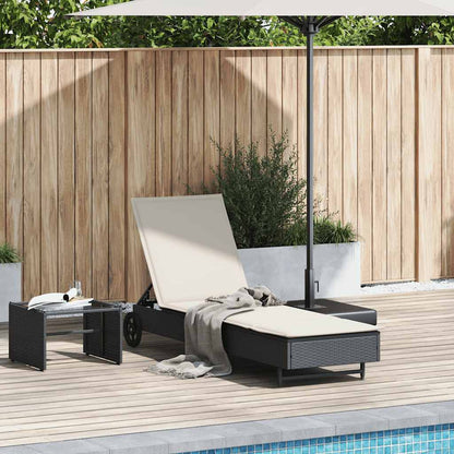 Ligbed Met Wielen En Kussen Poly Rattan