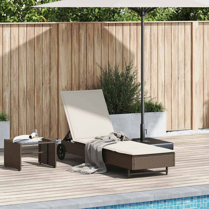 Ligbed Met Wielen En Kussen Poly Rattan