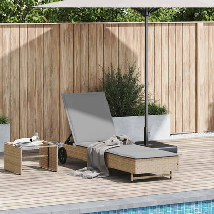 Ligbed Met Wielen En Kussen Poly Rattan