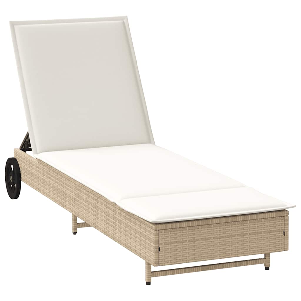 Ligbed Met Wielen En Kussen Poly Rattan