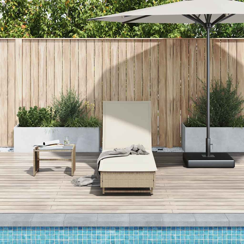 Ligbed Met Wielen En Kussen Poly Rattan