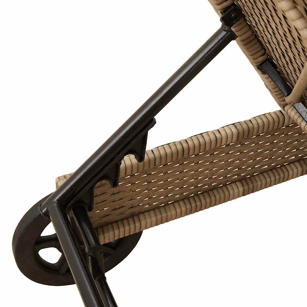 Ligbed Met Wielen En Kussen Poly Rattan