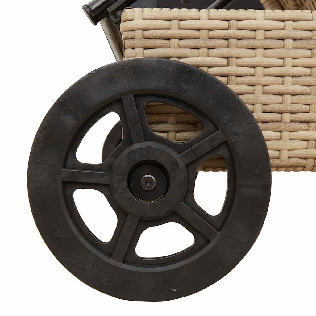 Ligbed Met Wielen En Kussen Poly Rattan