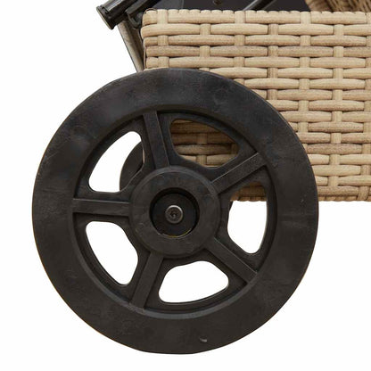 Ligbed Met Wielen En Kussen Poly Rattan