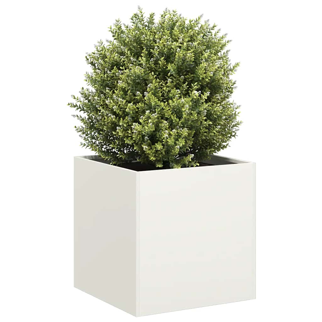 Plantenbak 40X40X40 Cm Koudgewalst Staal Wit Staal/Wit