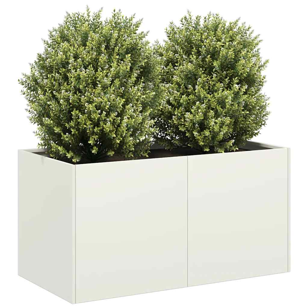 Plantenbak 40X40X40 Cm Koudgewalst Staal Wit Staal/Wit