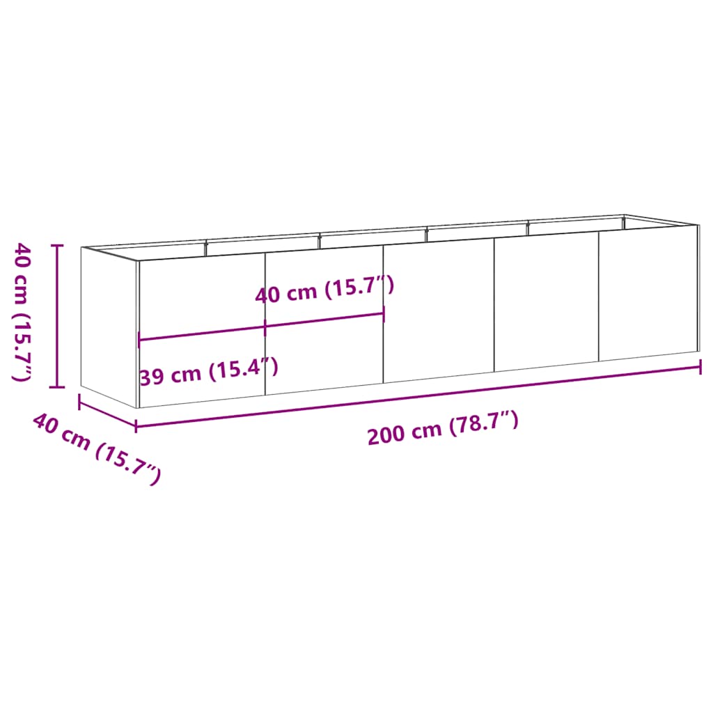 Plantenbak 40X40X40 Cm Koudgewalst Staal Wit Staal/Wit