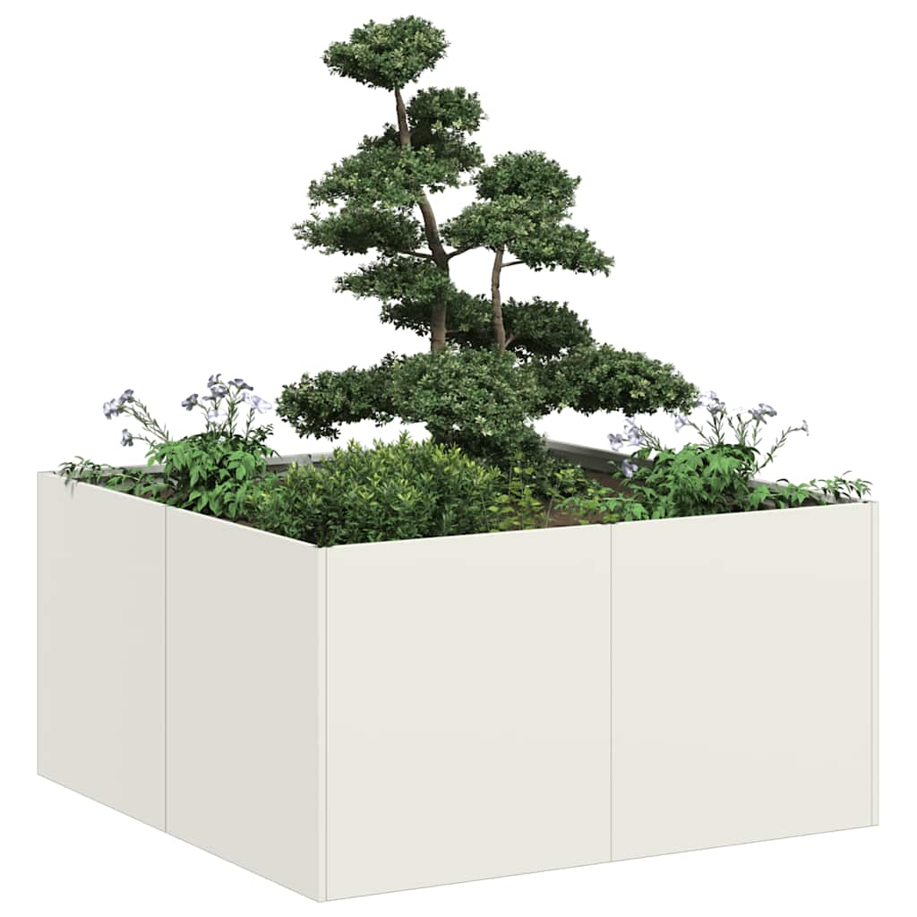 Plantenbak 40X40X40 Cm Koudgewalst Staal Wit Staal/Wit