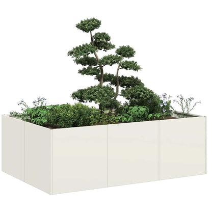 Plantenbak 40X40X40 Cm Koudgewalst Staal Wit Staal/Wit