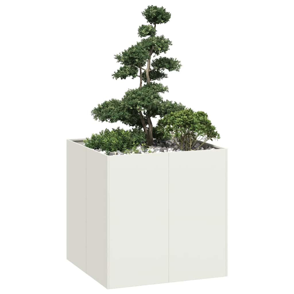 Plantenbak 40X40X40 Cm Koudgewalst Staal Wit Staal/Wit