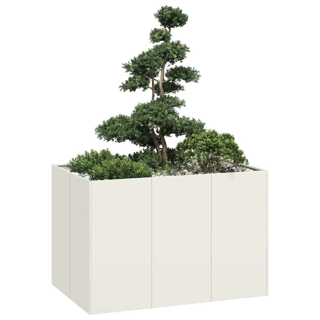 Plantenbak 40X40X40 Cm Koudgewalst Staal Wit Staal/Wit