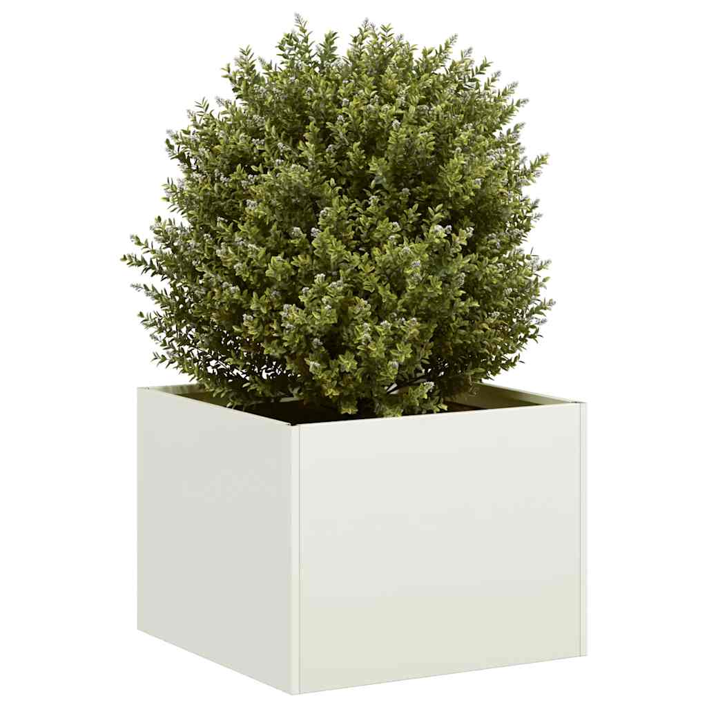 Plantenbak 40X40X40 Cm Koudgewalst Staal Wit Staal/Wit