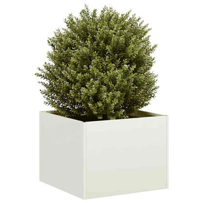 Plantenbak 40X40X40 Cm Koudgewalst Staal Wit Staal/Wit