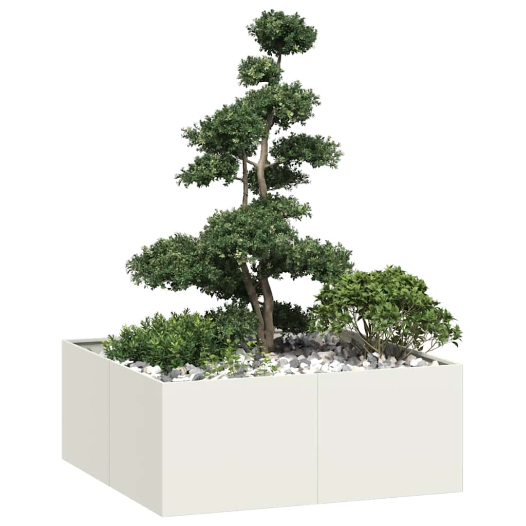 Plantenbak 40X40X40 Cm Koudgewalst Staal Wit Staal/Wit
