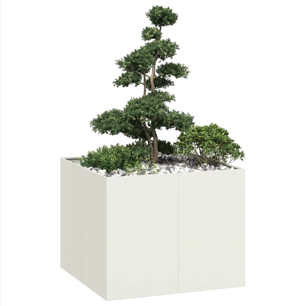 Plantenbak 40X40X40 Cm Koudgewalst Staal Wit Staal/Wit